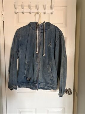 Denim Hooded Zip Jacket - Light Blue